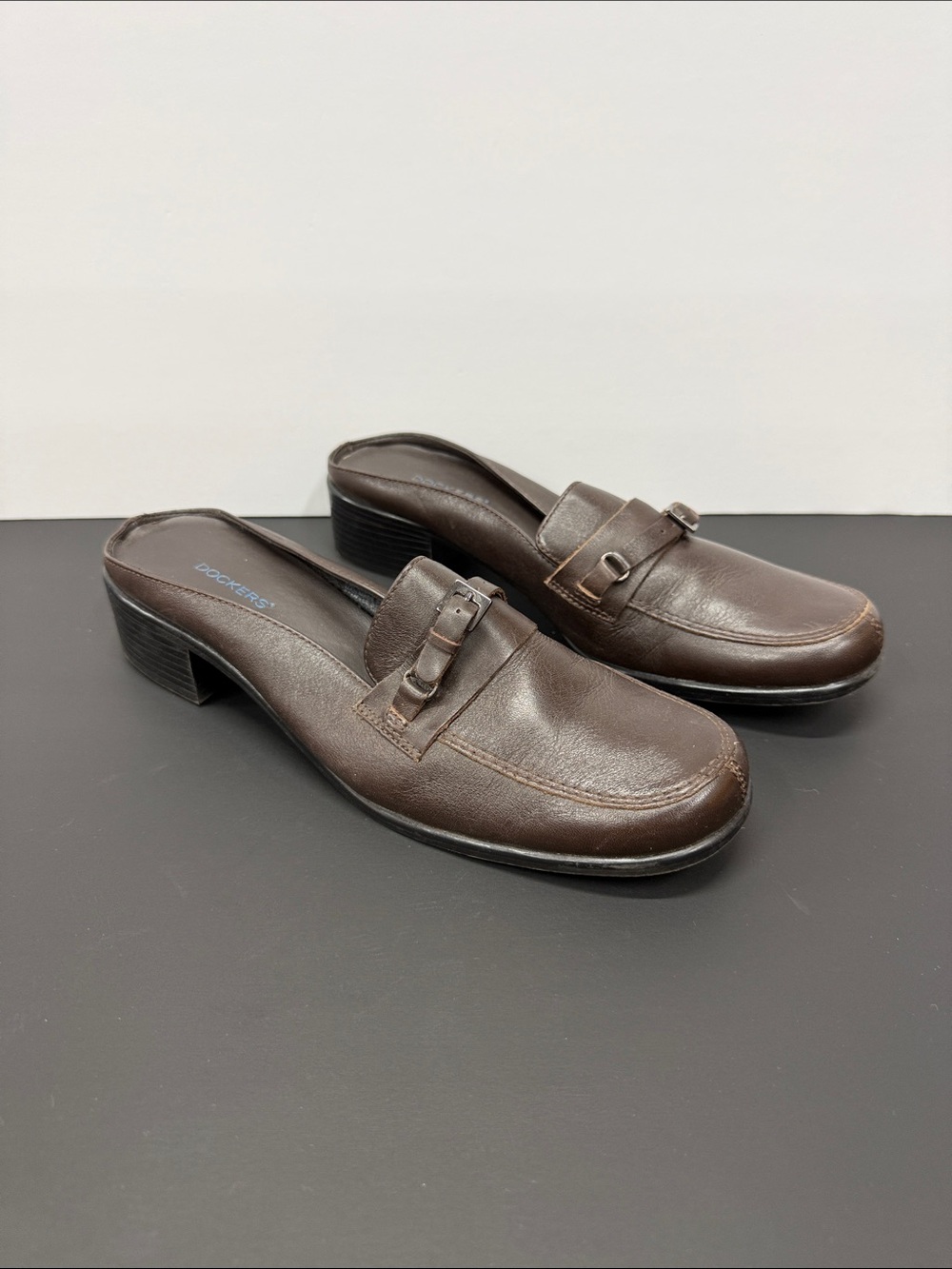 Dockers Women's Dark Brown Leather Mule Loafers